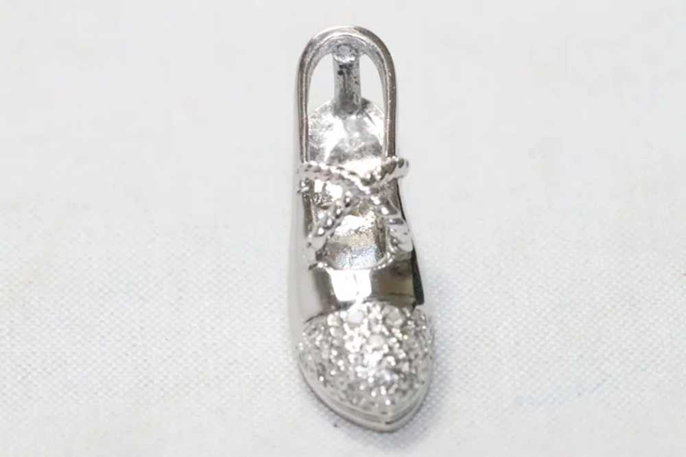 14KT White Gold .14CT Heel Shoe Pendant - image 2