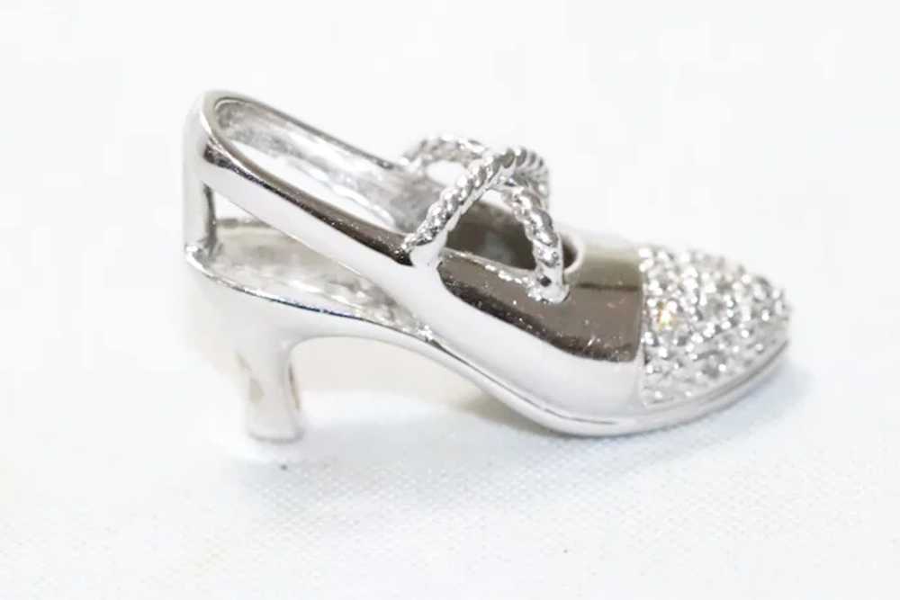 14KT White Gold .14CT Heel Shoe Pendant - image 3