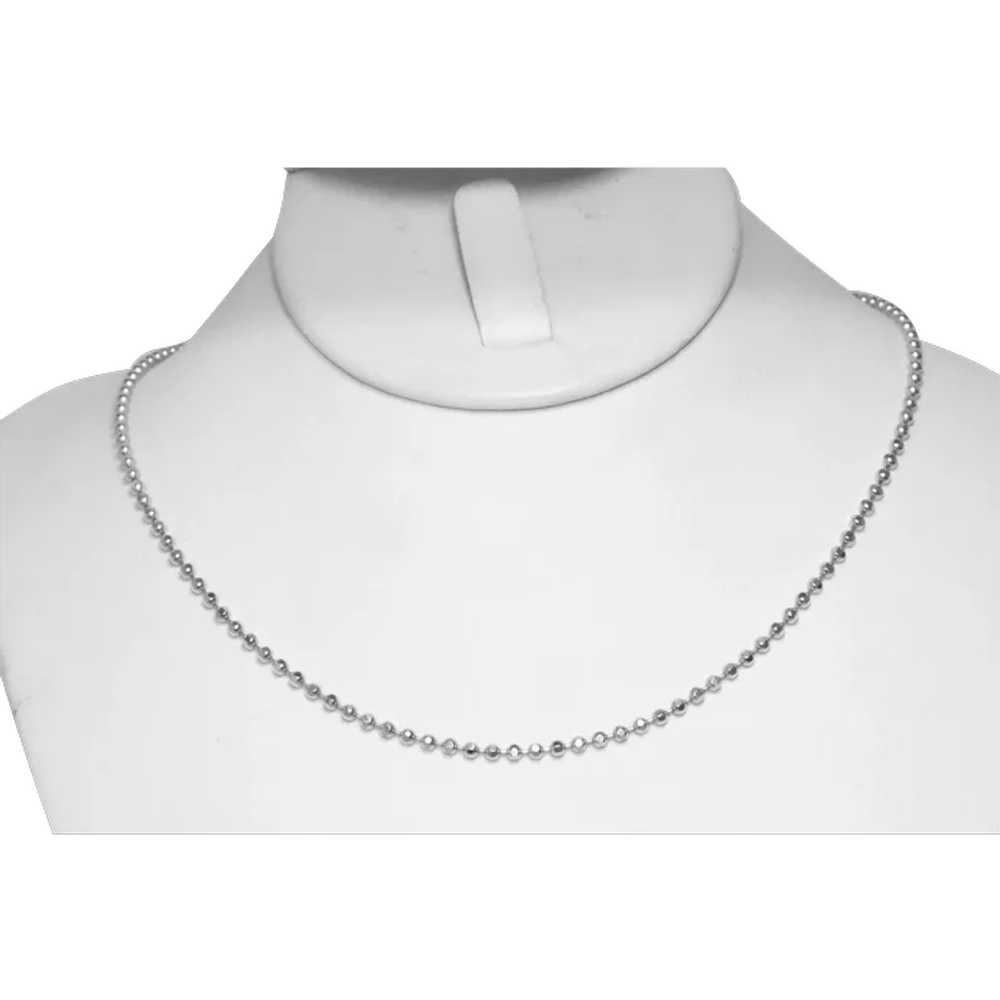 14KT White Gold 16 Inch Diamond Cut Ball Chain - image 1