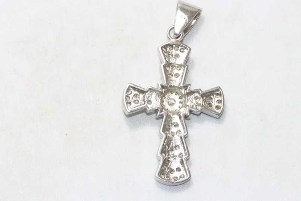 Sterling Silver Round Cut Cubic Zirconia Cross Pe… - image 2
