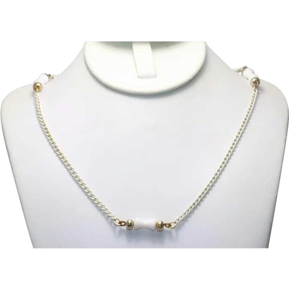 Monet Vintage Costume White Beaded Chain Necklace - image 1