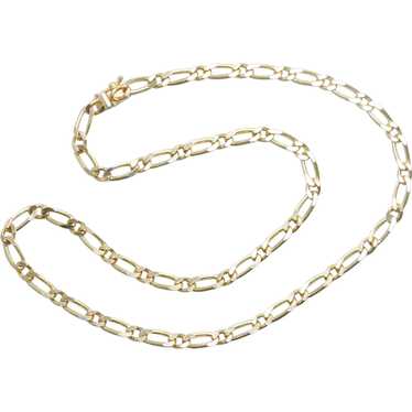 Vintage 14K Yellow Gold Italian Figaro Link Chain - image 1