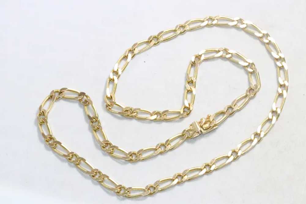 Vintage 14K Yellow Gold Italian Figaro Link Chain - image 3