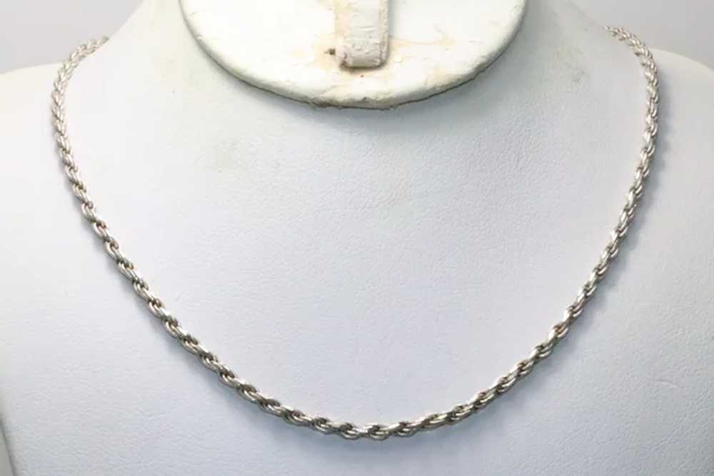 Vintage Sterling Silver Rope Chain Necklace - image 2