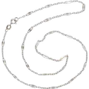 Vintage 14KT White Gold Safety Pin Cable Chain Ne… - image 1