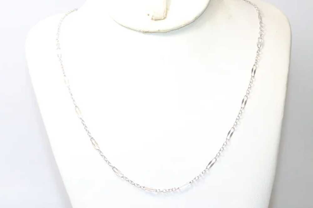 Vintage 14KT White Gold Safety Pin Cable Chain Ne… - image 2