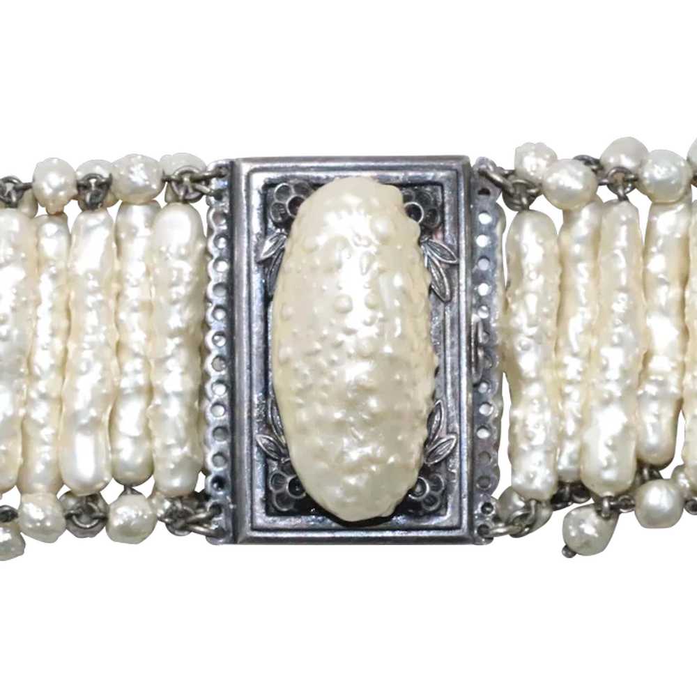 Antique French Costume Synthetic Pearl Bracelet - image 1
