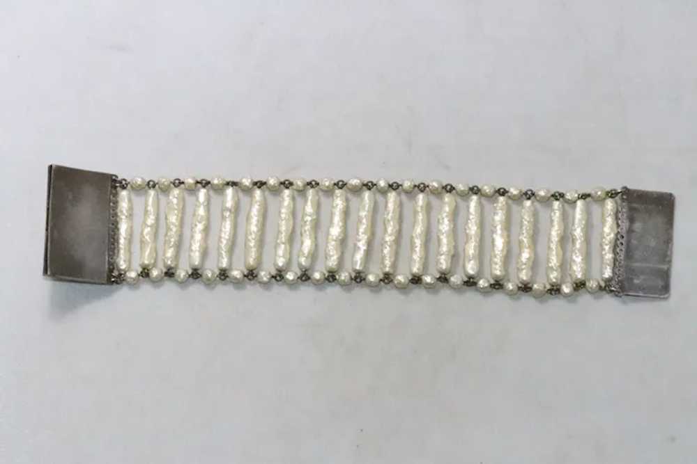 Antique French Costume Synthetic Pearl Bracelet - image 3