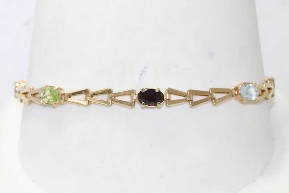 Vintage 14 KT Yellow Gold Multi Gemstone Bracelet - image 2