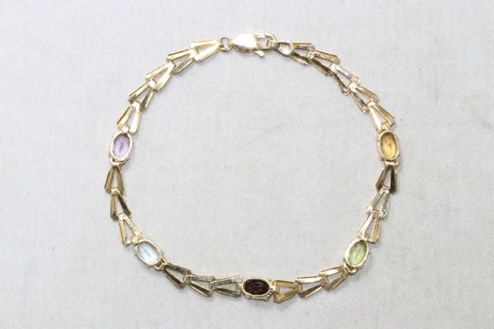 Vintage 14 KT Yellow Gold Multi Gemstone Bracelet - image 3