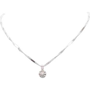 14KT White Gold Glistening Round Diamond Necklace - image 1