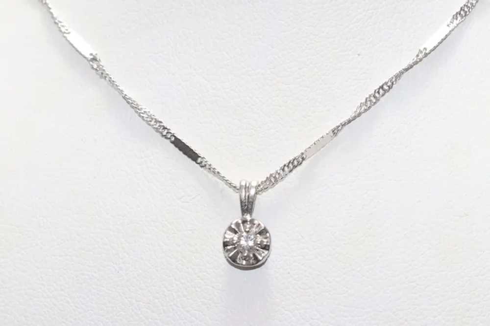 14KT White Gold Glistening Round Diamond Necklace - image 2