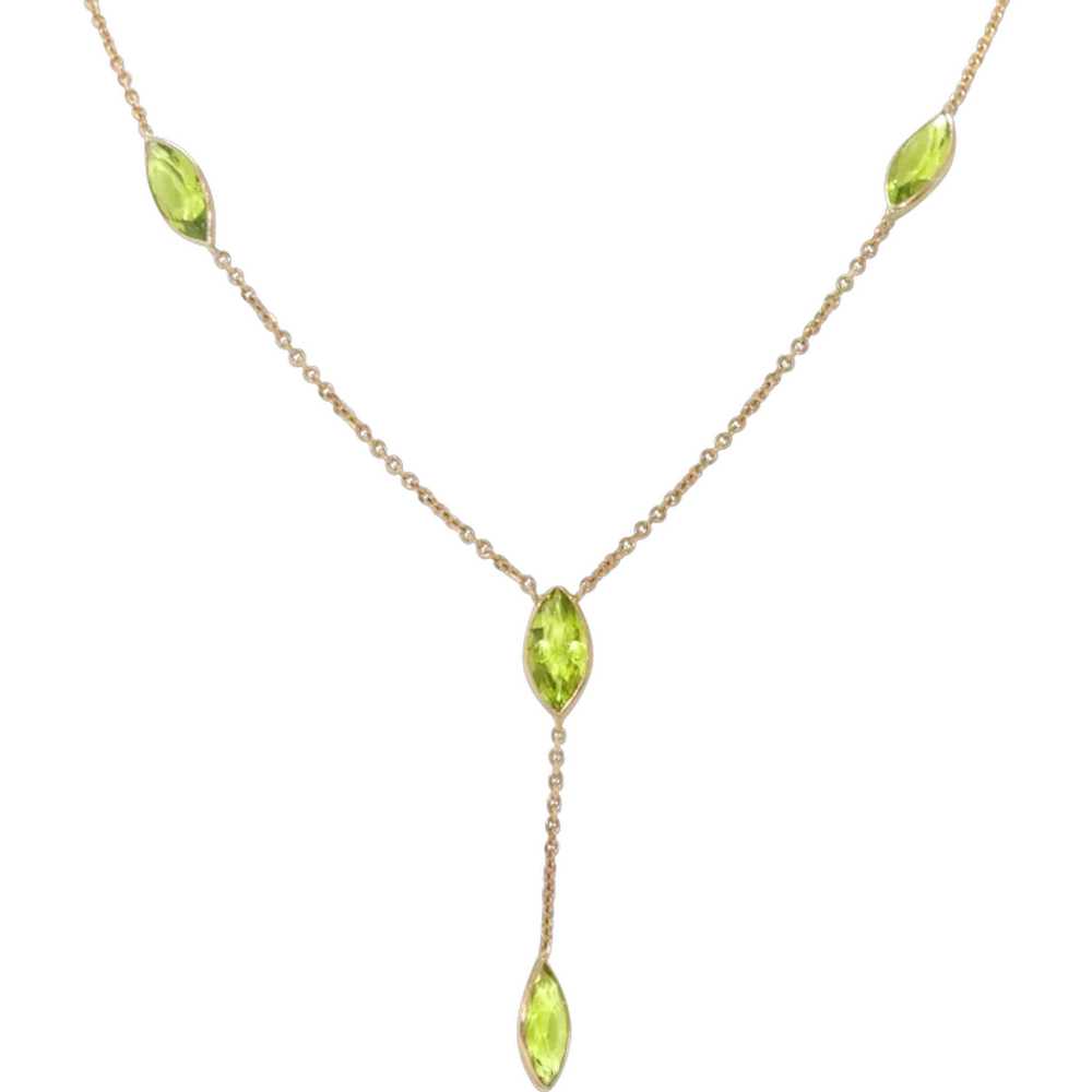 14 KT Yellow Gold Peridot Necklace - image 1