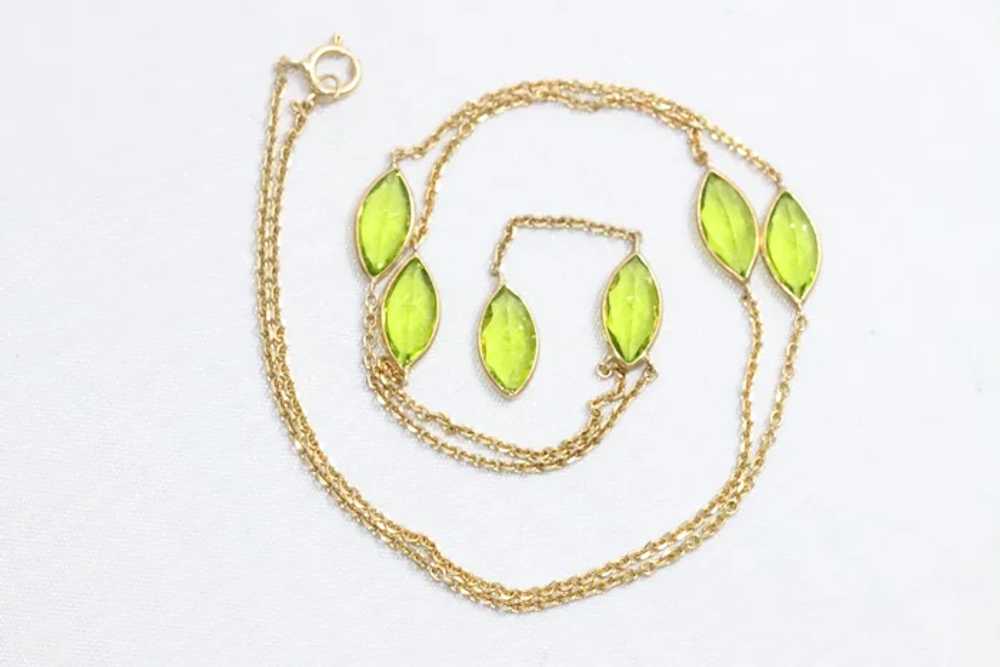 14 KT Yellow Gold Peridot Necklace - image 3