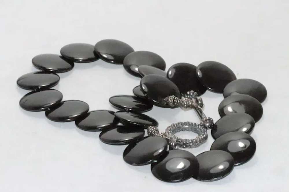 Vintage Black Onyx Stone Necklace - image 2