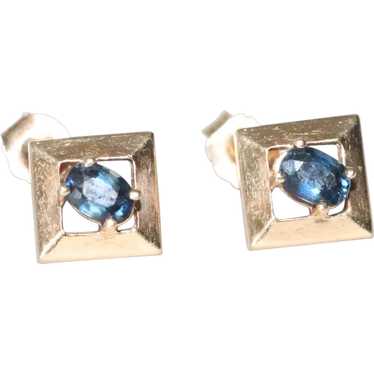 14K Yellow Gold .30 CT Oval Sapphire Earrings