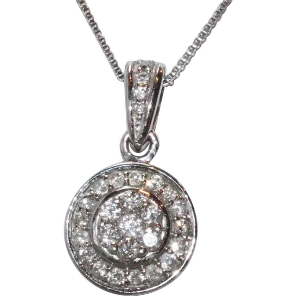 10K White Gold .52 CT Round Cut Diamond Necklace - image 1