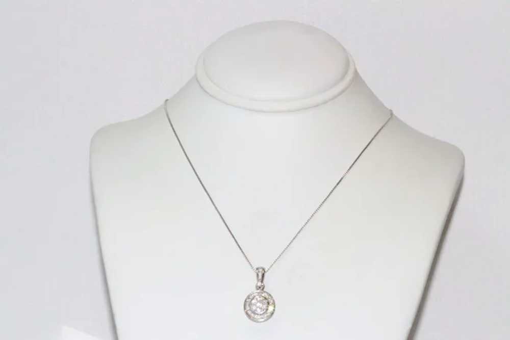 10K White Gold .52 CT Round Cut Diamond Necklace - image 2