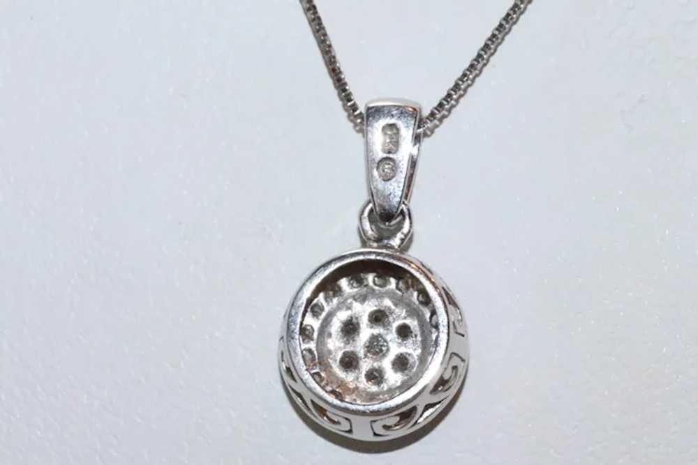 10K White Gold .52 CT Round Cut Diamond Necklace - image 3