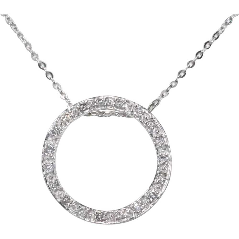 14K White Gold Diamond Circle Of Life Necklace - image 1