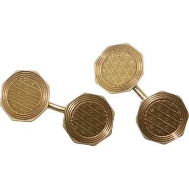 Vintage 14 KT Yellow Gold Art Deco Cuff Links - image 1