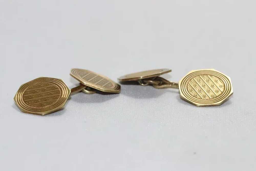 Vintage 14 KT Yellow Gold Art Deco Cuff Links - image 3