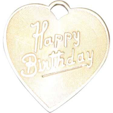 Vintage 14K Yellow Gold Happy Birthday Heart Pend… - image 1