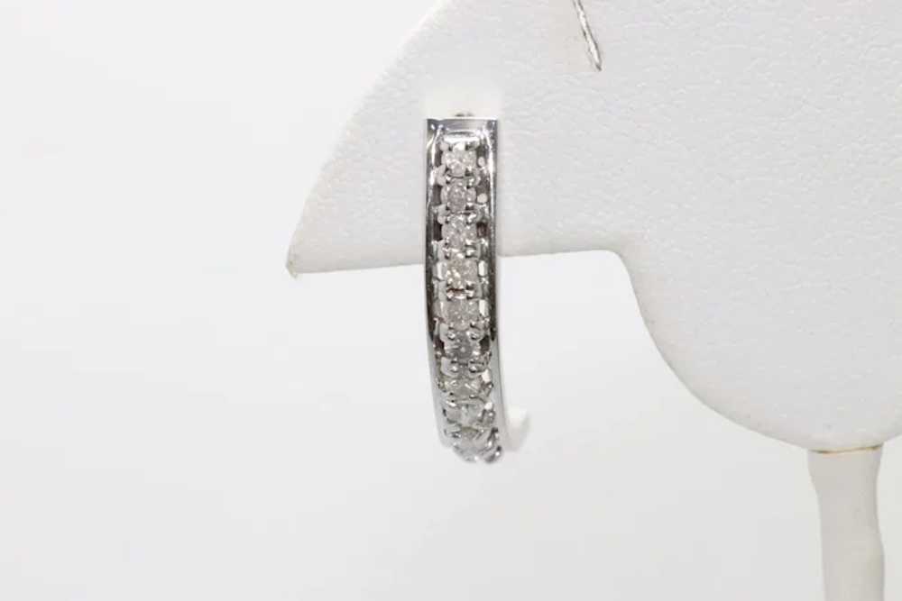 14K White Gold Diamond Earrings - image 2