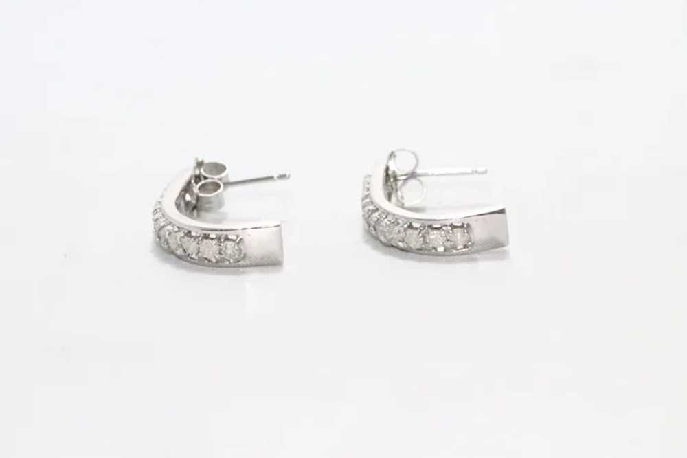 14K White Gold Diamond Earrings - image 4