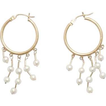 14 KT Gold Pearl Chandelier Earrings