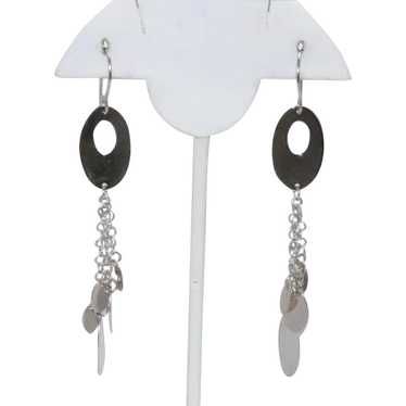 14KT White Gold Oval Dangle Earrings