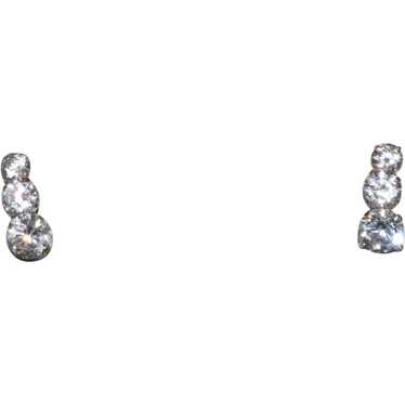 14K Yellow Gold Tapered Cubic Zirconia Earrings - image 1