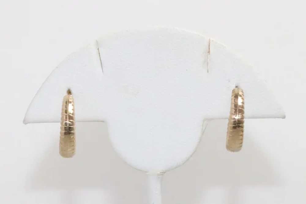 14K Yellow Gold Polished Shrimp Hoop Earrings - image 2