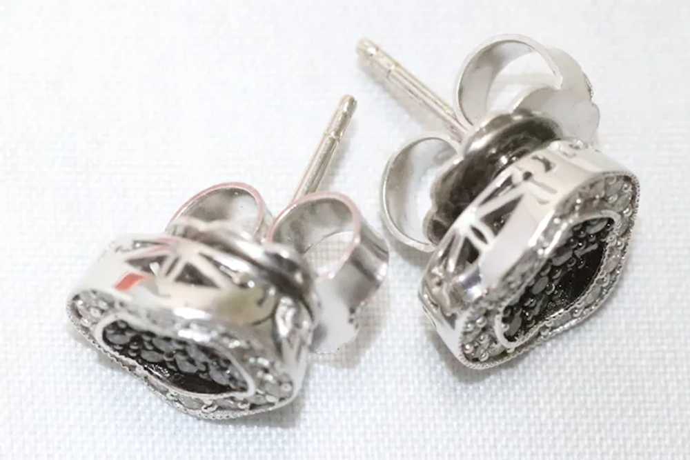 18KT White Gold White and Black Diamond Earrings - image 3