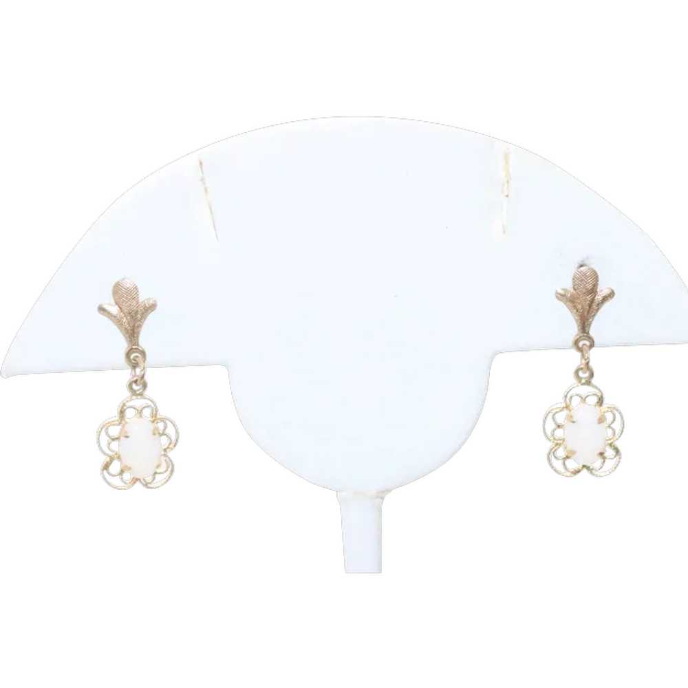 14KT Yellow Gold Floral Opal Earrings - image 1