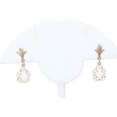 14KT Yellow Gold Floral Opal Earrings - image 1
