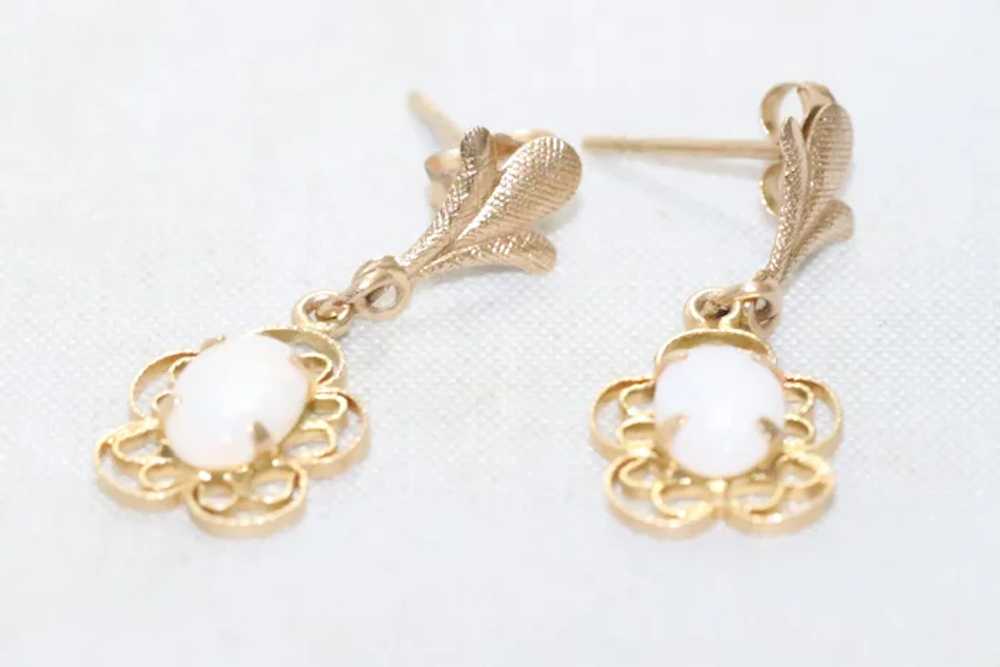 14KT Yellow Gold Floral Opal Earrings - image 3