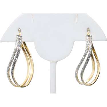 14K Yellow Gold Swirling Diamond Cut Earrings