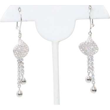 14KT White Gold Cubic Zirconia Dangling Earrings - image 1