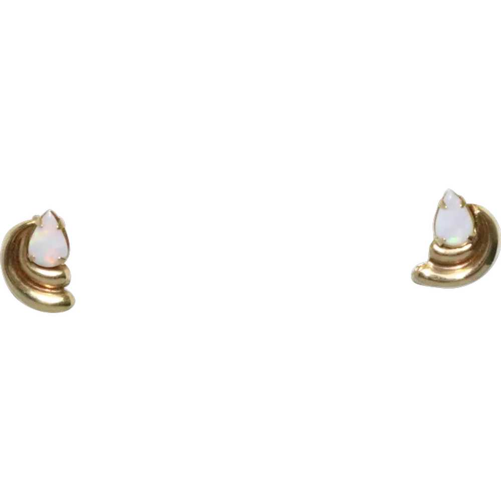 Vintage 14KT Yellow Gold Opal Earrings - image 1
