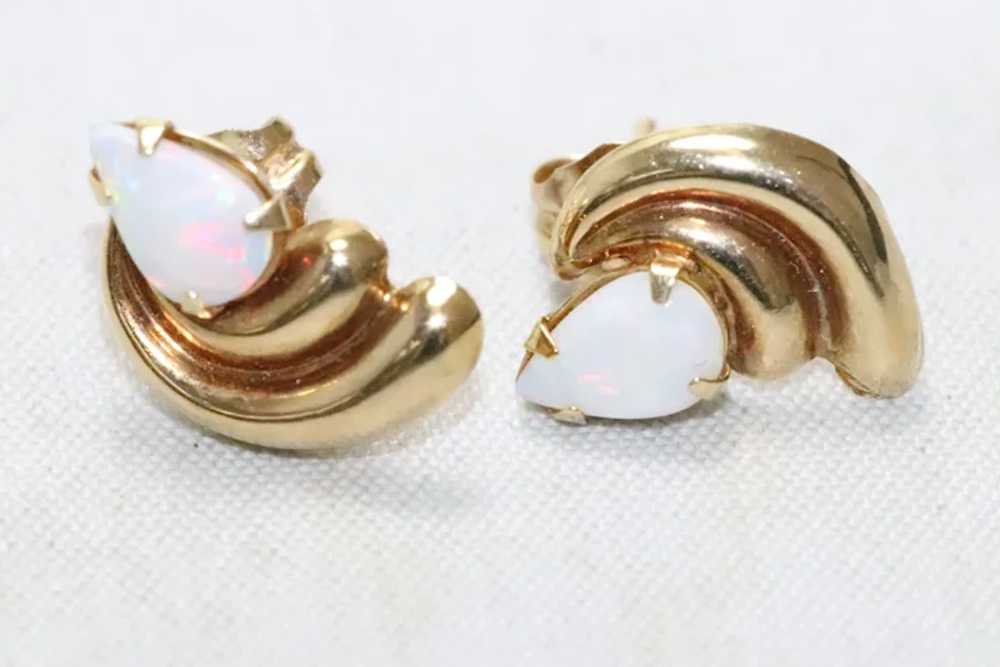 Vintage 14KT Yellow Gold Opal Earrings - image 3