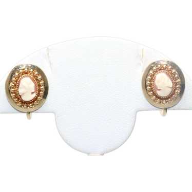 Vintage 12KT Gold Filled Cameo Clip On Earrings - image 1