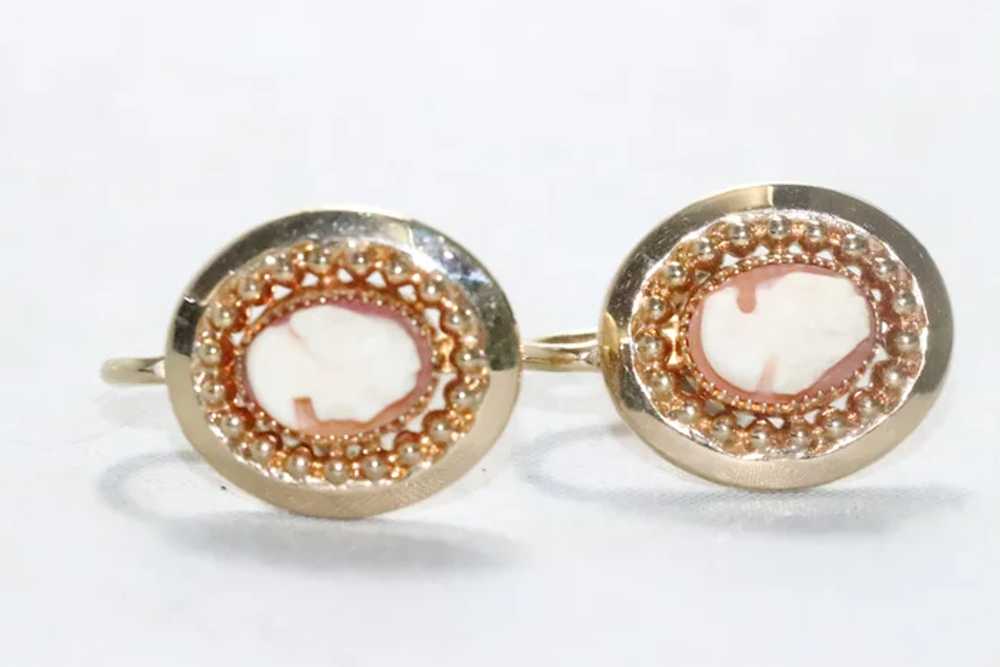 Vintage 12KT Gold Filled Cameo Clip On Earrings - image 2