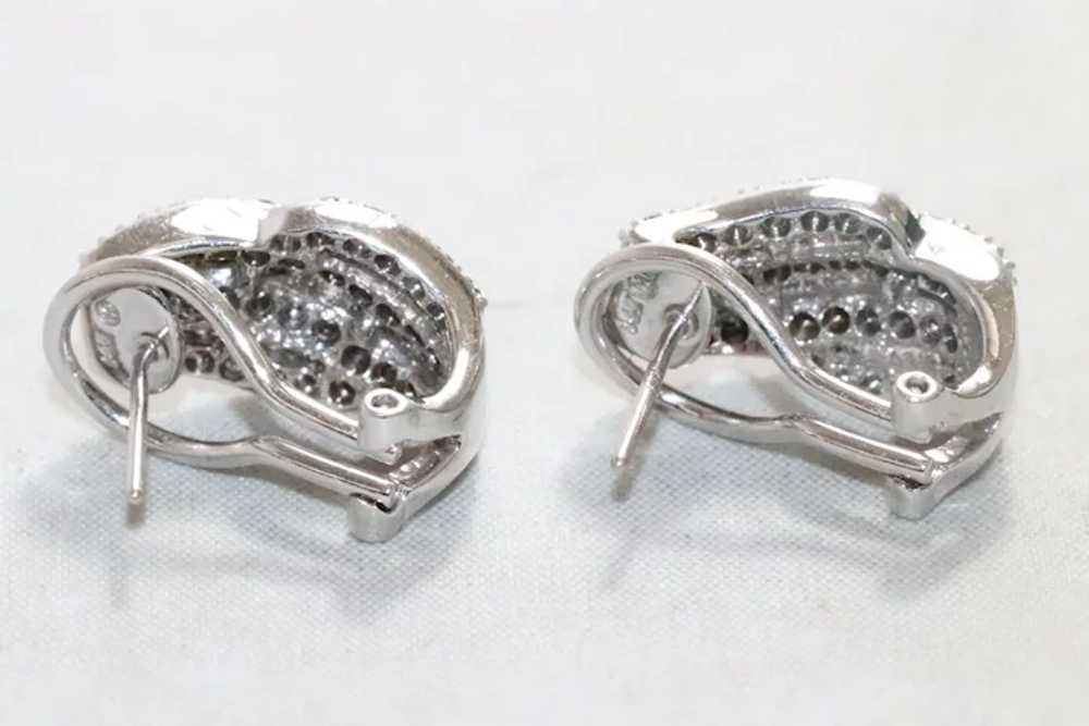 14K White Gold Diamond 1.50 CT Swirl Earrings - image 4