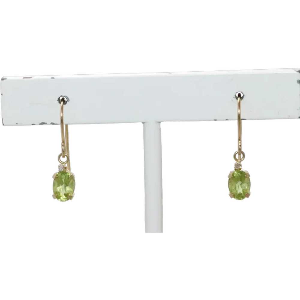 Vintage 14 KT Yellow Gold Peridot Gem Earrings - image 1