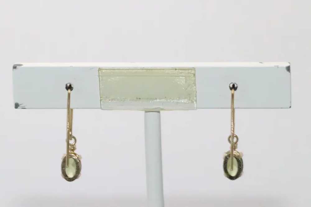 Vintage 14 KT Yellow Gold Peridot Gem Earrings - image 3