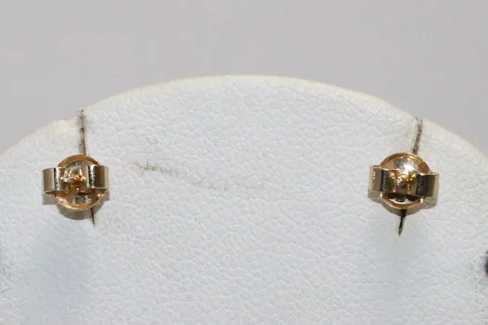 Vintage 14K Gold Black Onyx Clover Earrings - image 3