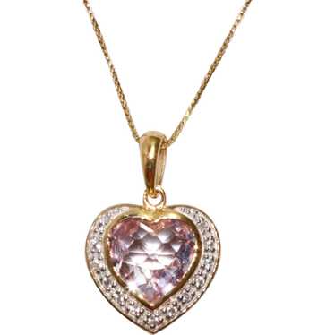 Sterling Silver Gold Overlay Amethyst Heart Neckla