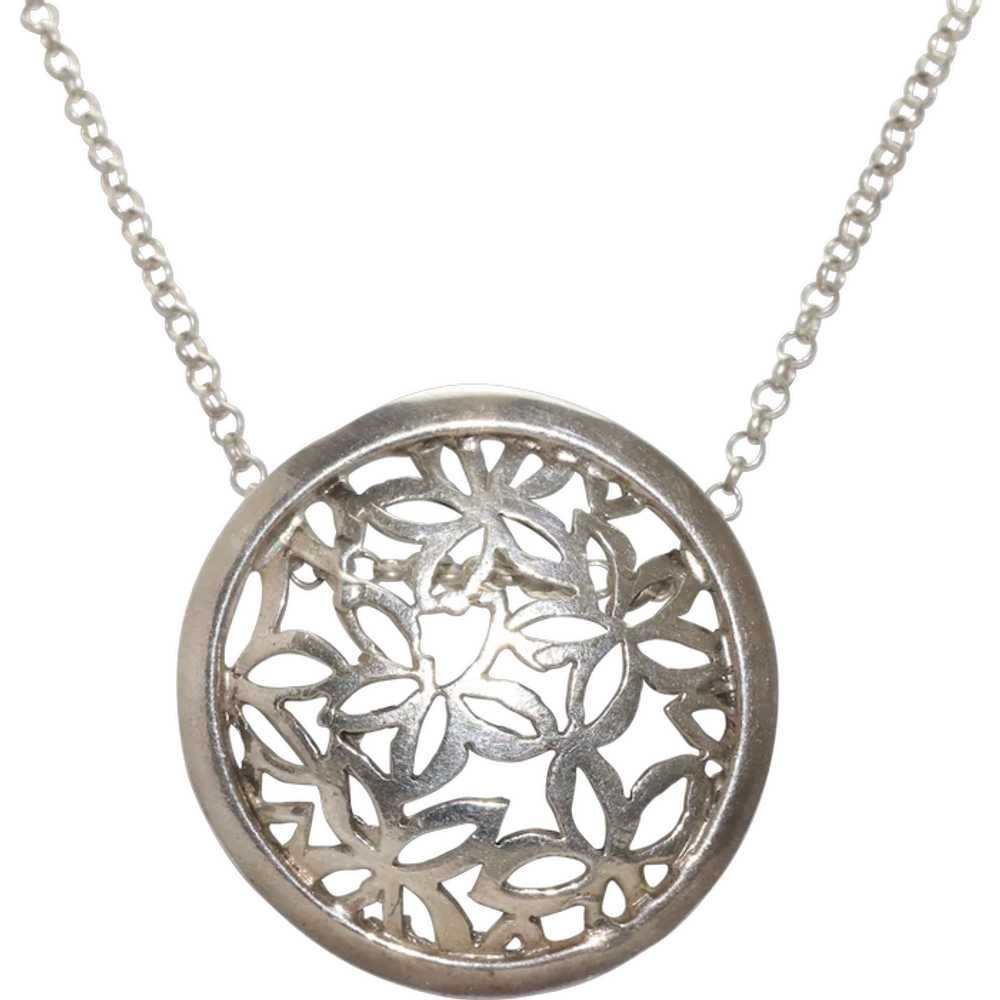 Vintage Sterling Silver Flowers Necklace - image 1
