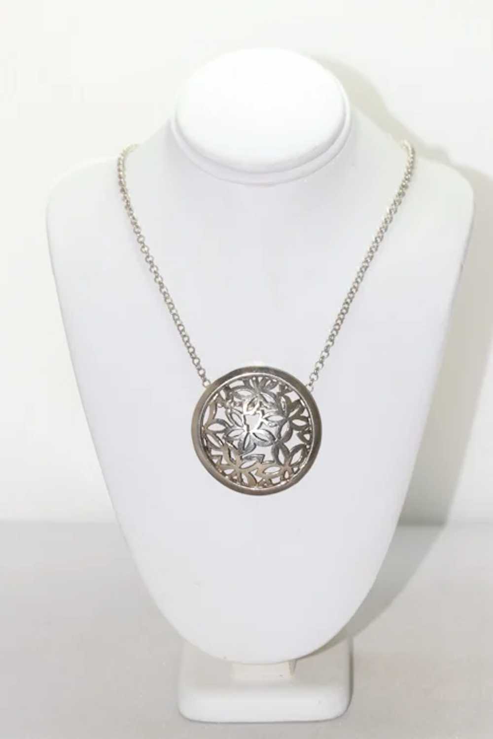 Vintage Sterling Silver Flowers Necklace - image 2